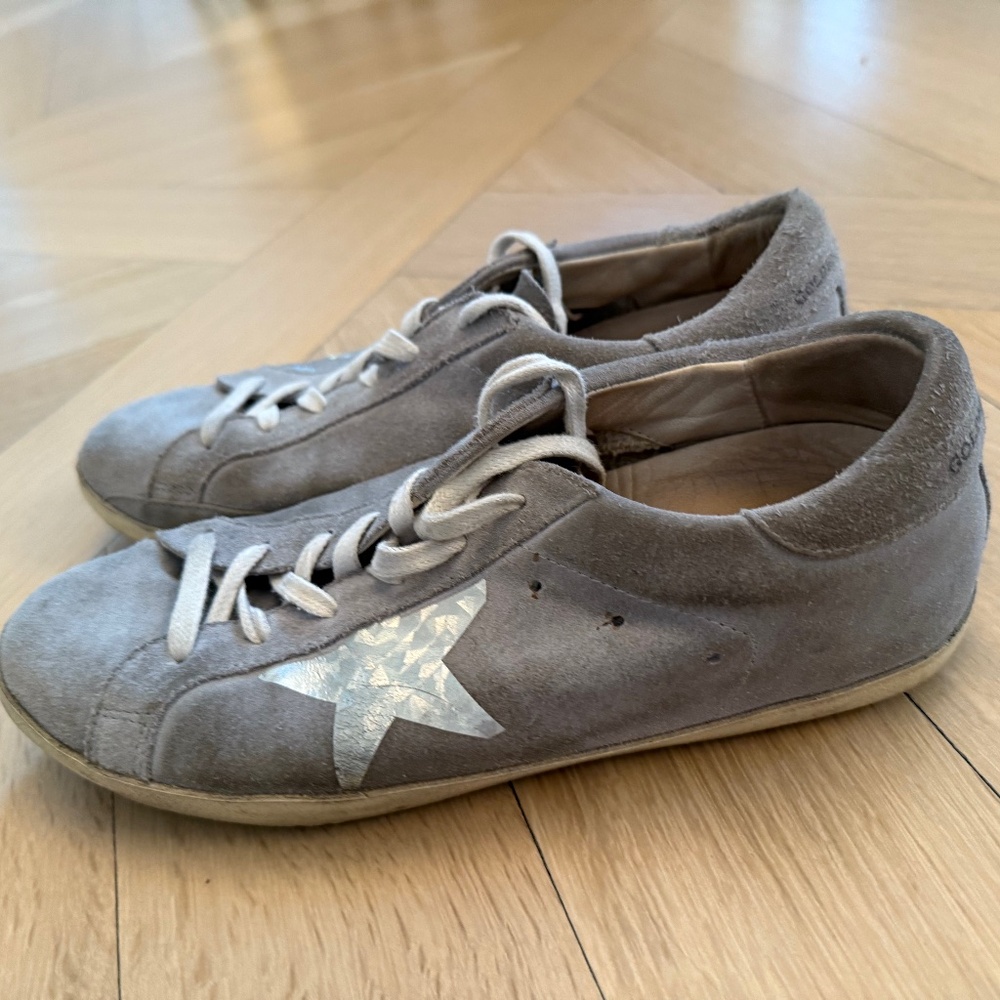 Women's Golden Goose grey suede silver star size 39